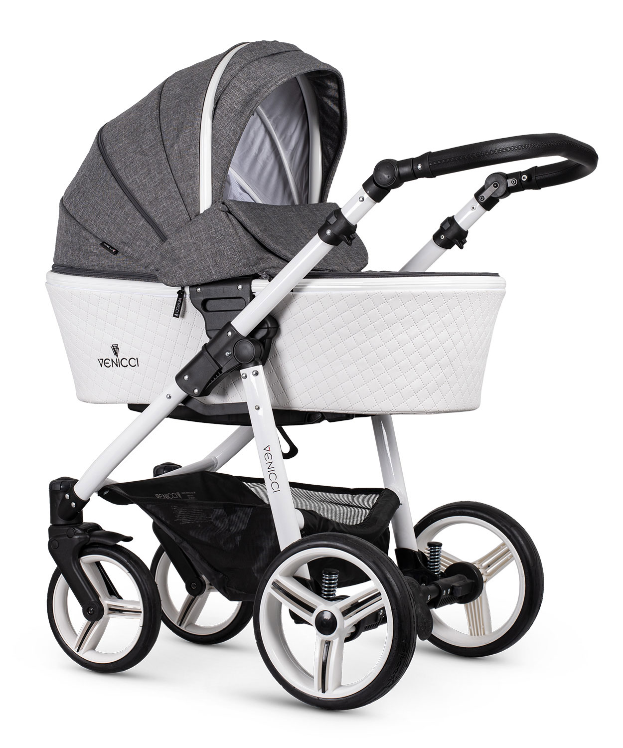 white and grey venicci pram