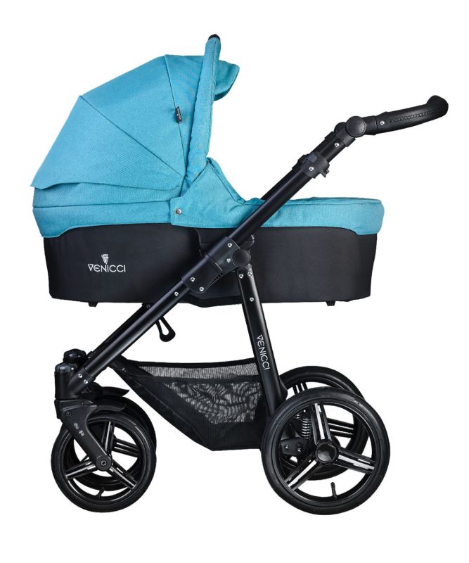 Venicci Soft Denim Sky Carry Cot Black Frame Venicci UK
