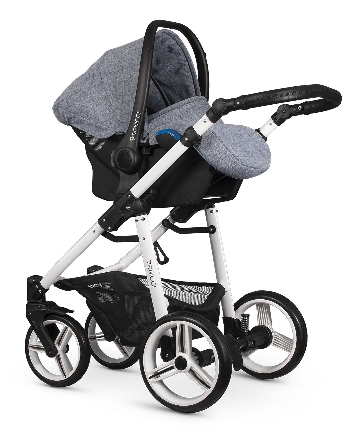 grey and white venicci pram