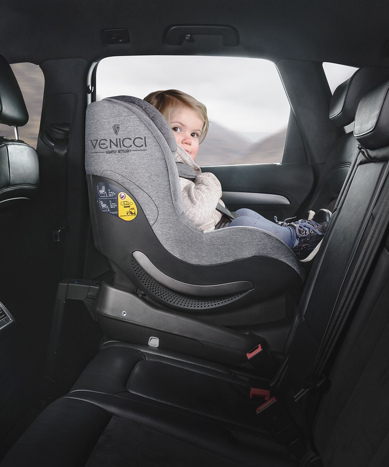 Venicci Aerofix Car Seat Grey Melange - How To Fit Venicci Car Seat With Seatbelt