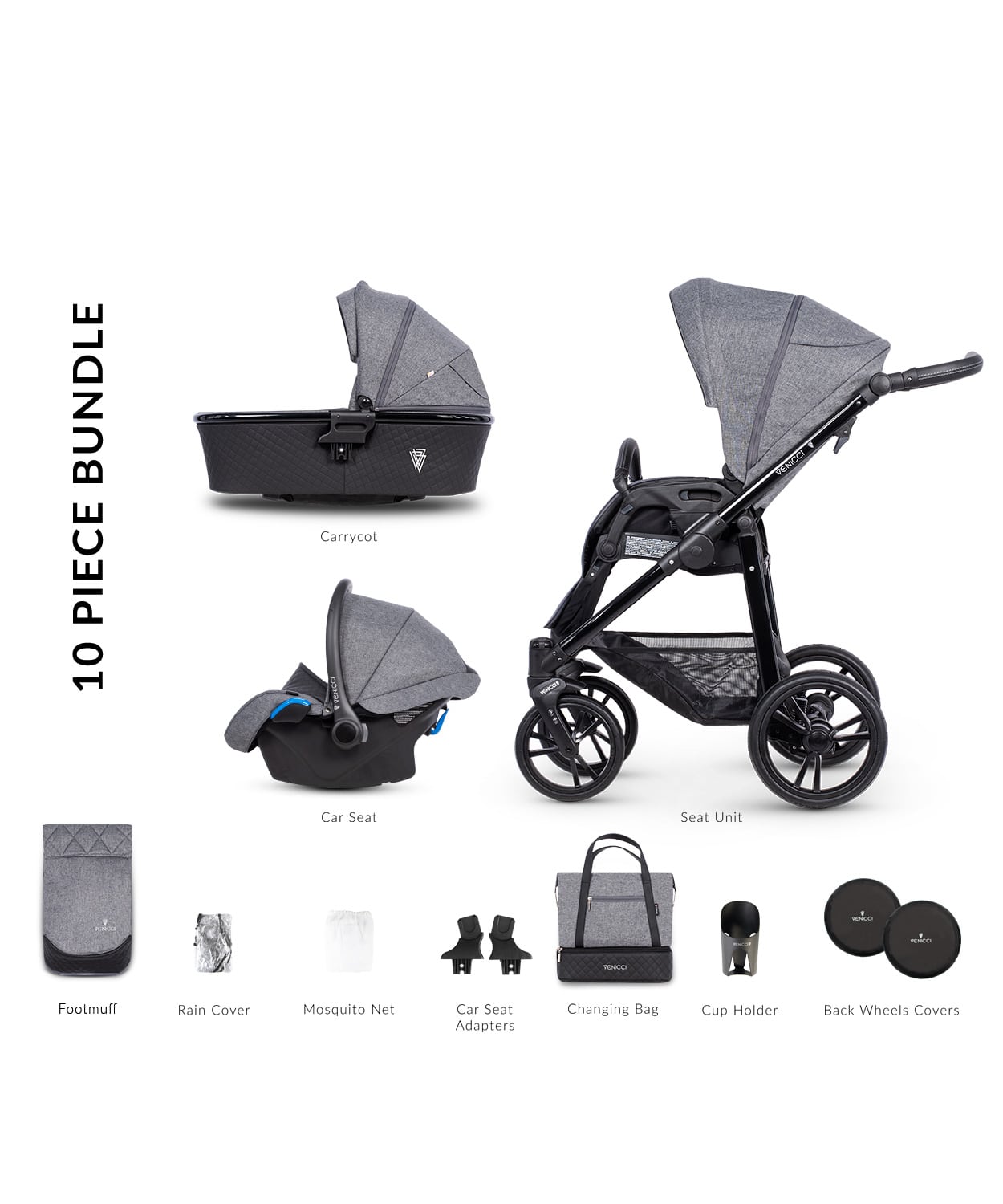 venicci 3 in 1 denim grey